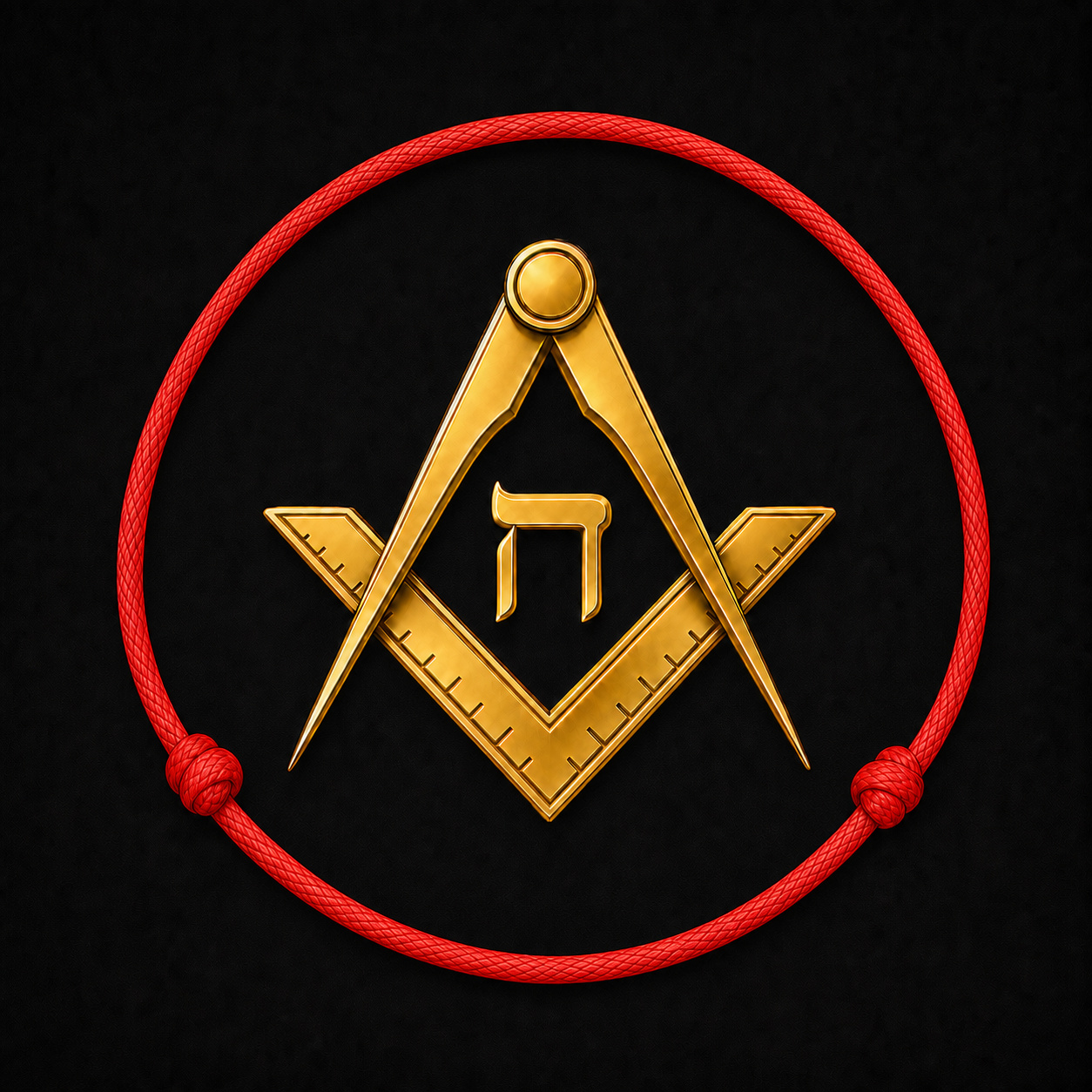 Gold Architect emblem enclosed by a knotted red cord