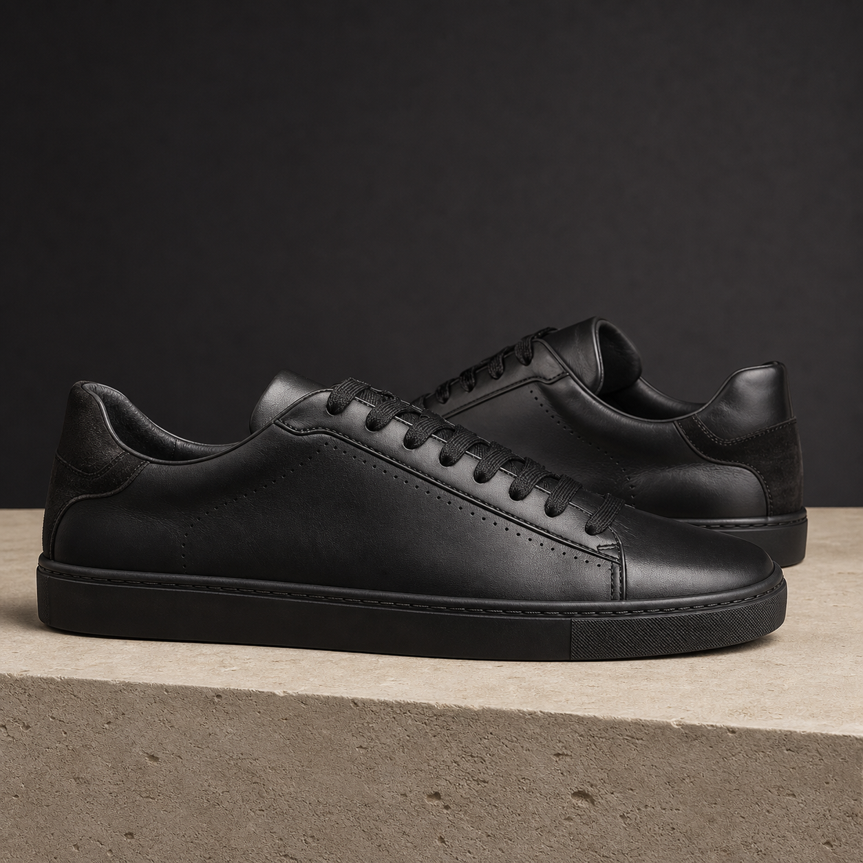 Black L'Chaim Loca calfskin sneaker with the official interlocking LL signature