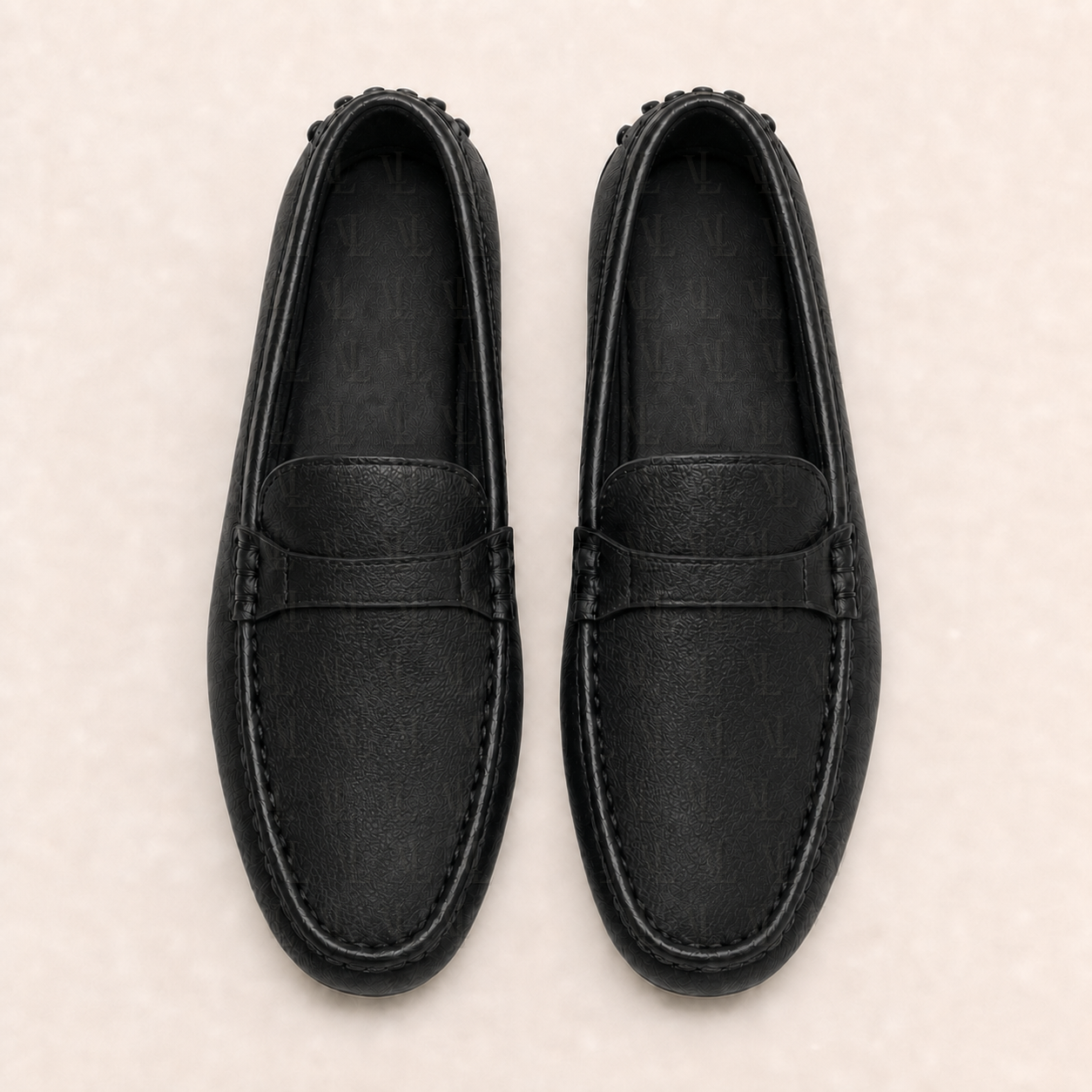 Black L'Chaim Loca LL monogram driving loafers