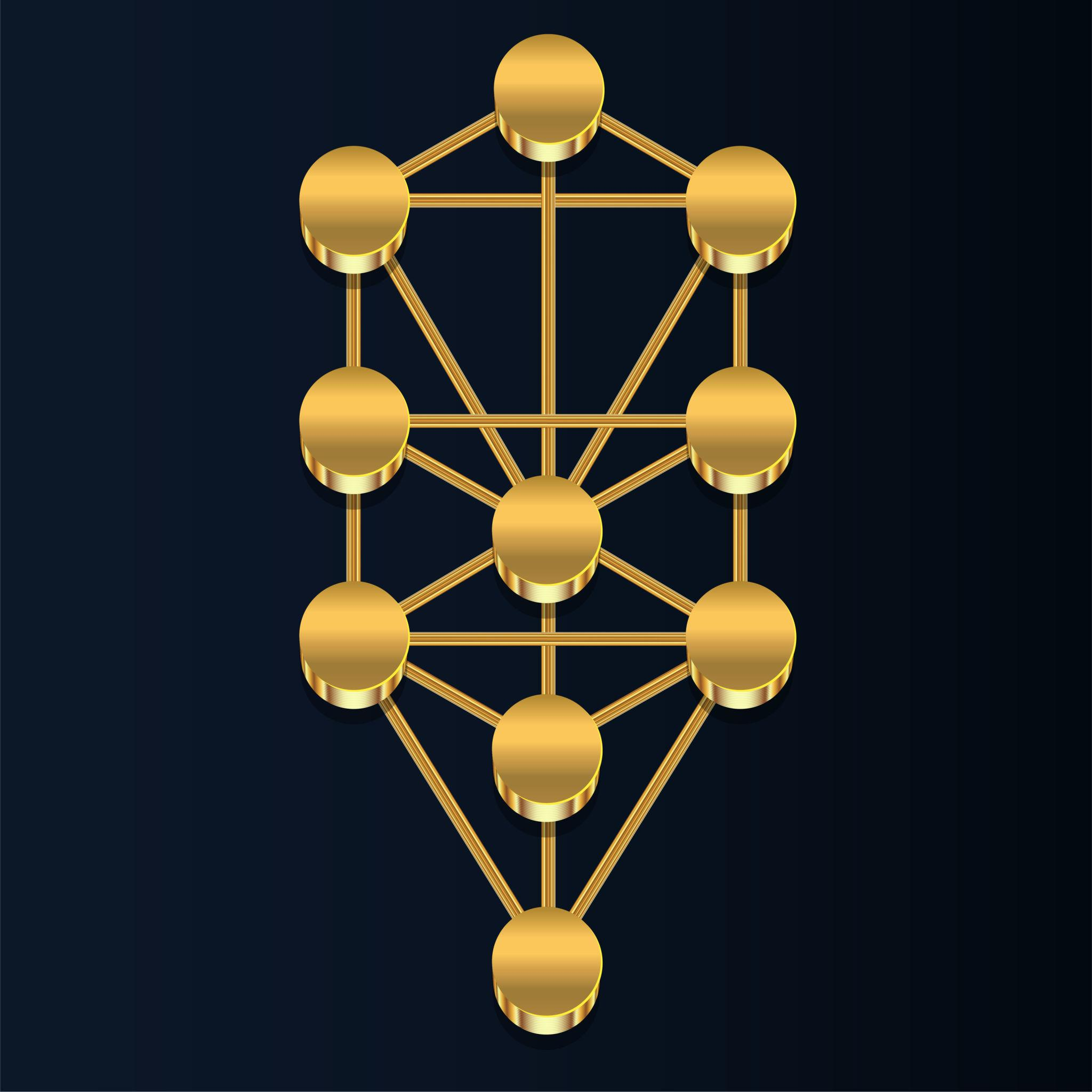 Dimensional gold Tree of Life emblem